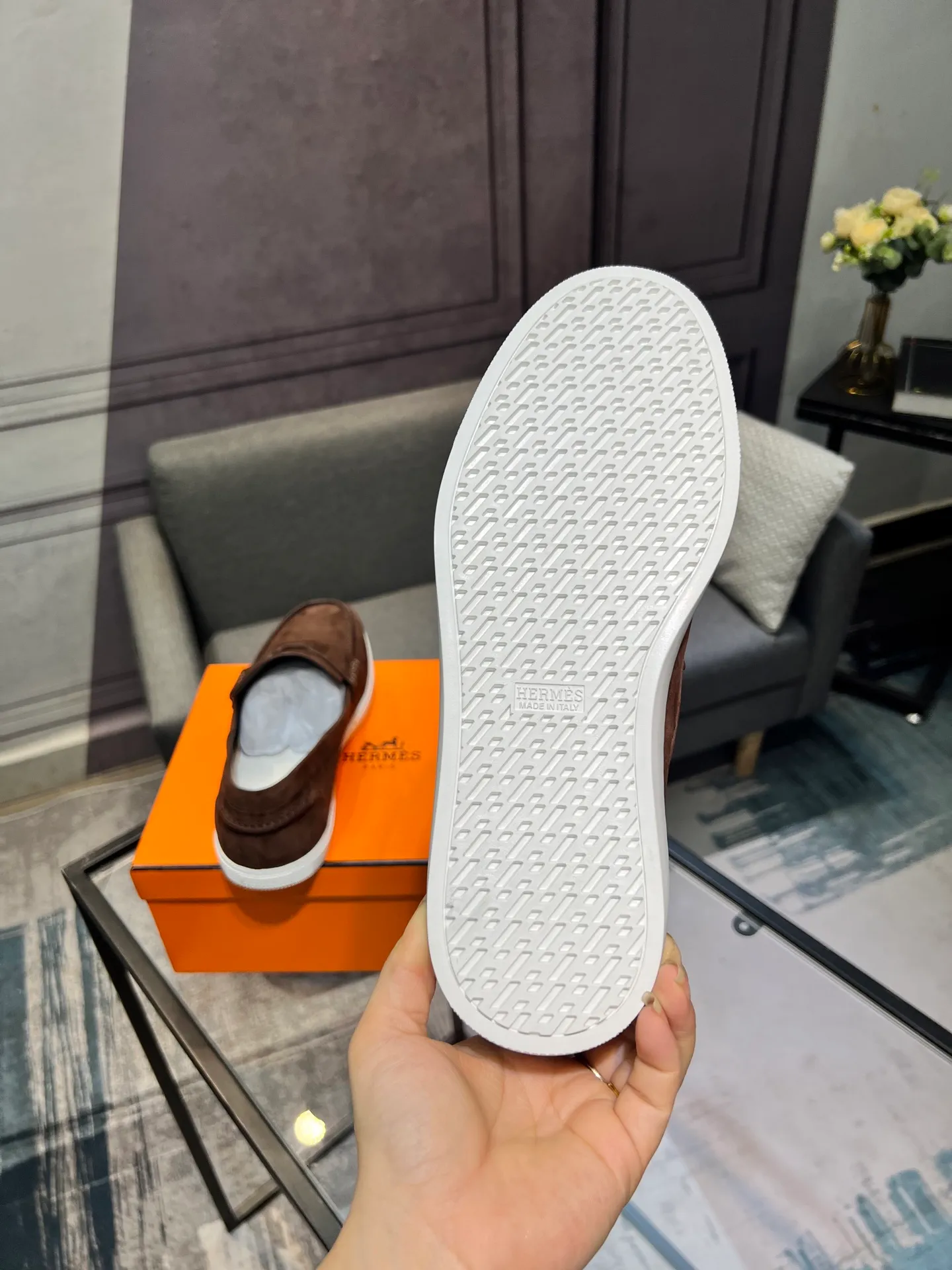 Men's shoes 💰700 [HERMES] Hermès - High-end quality original order 🔍🔍 - Upper: 🔝 cowhide suede splicing design - Inner lining: imported mixed sheepskin - Outsole: TPR foam · Rubber: two-color combined molding outsole - Super high quality control · Fine workmanship: highlighted (high-end, luxury, grade) -Size: 38-44 (45, 46, can be customized)